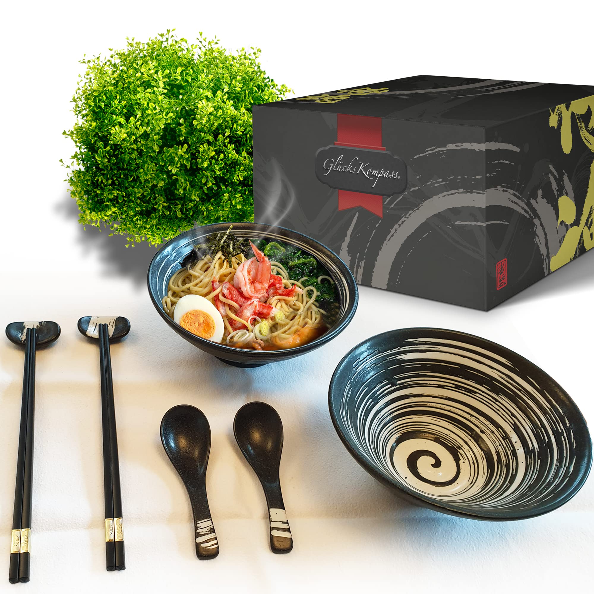 Amazon.com | Japanese Ramen Bowl Set (8 pcs, ceramic) with